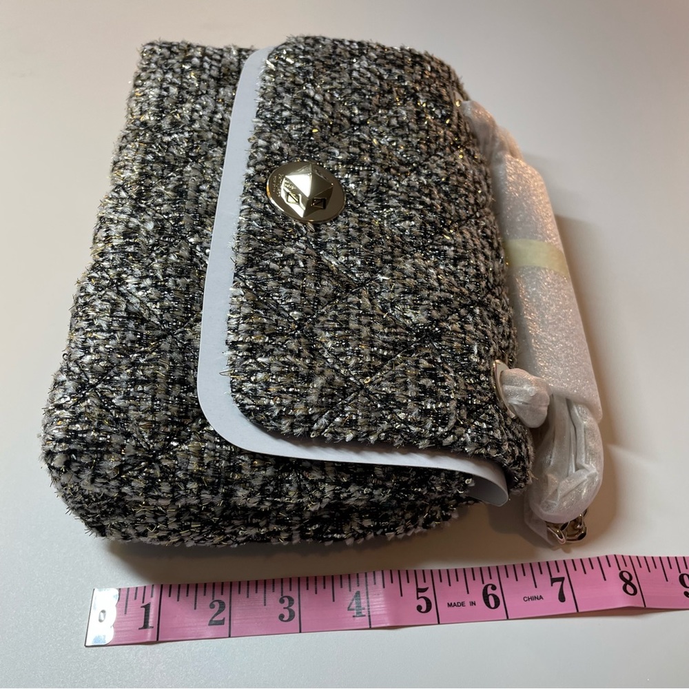 Kate Spade Flap Clasp Black and Gold Natalia Tweed Boucle Crossbody Bag Purse - Picture 7 of 10